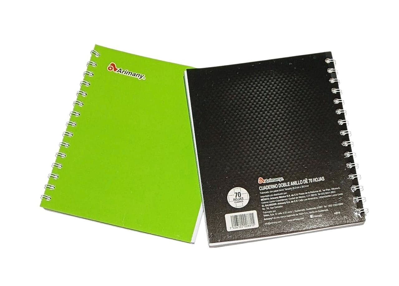 111 CUADERNO ESPIRAL ARIMANY #2 70H DOBLE ANIÑO PASTA FLEXIBLE. - Imagen 1