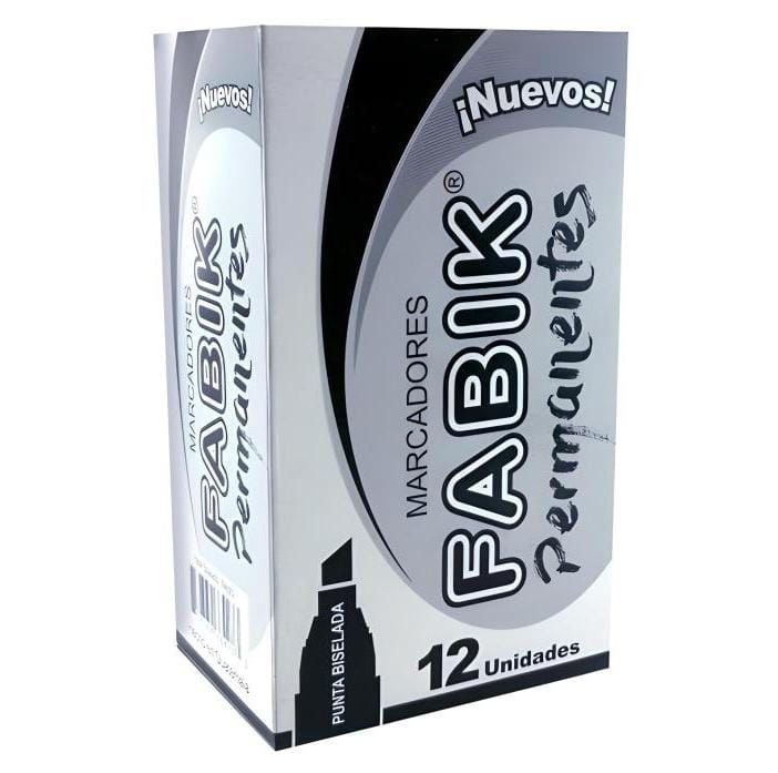 222 MARCADOR PERMANENTE FABIK PUNTA BISELADA NEGRO. - Imagen 1