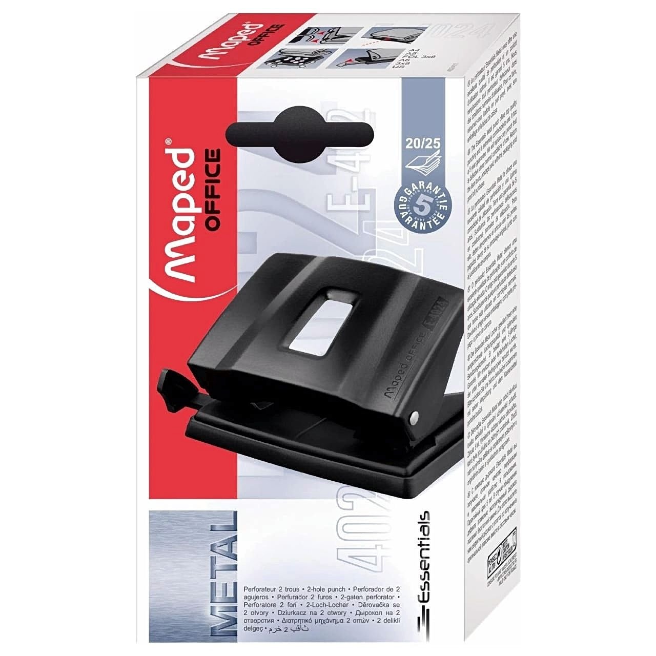 263 PERFORADOR MAPED ESSENTIALS 20H NEGRO (48) (6x8) - Imagen 1