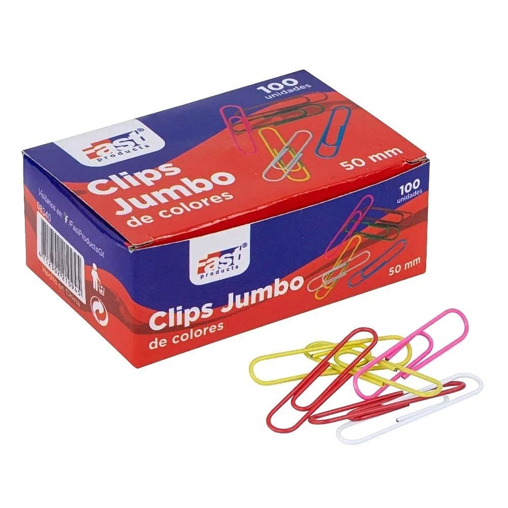 42 CLIPS FAST JUMBO COLORES. - Imagen 1