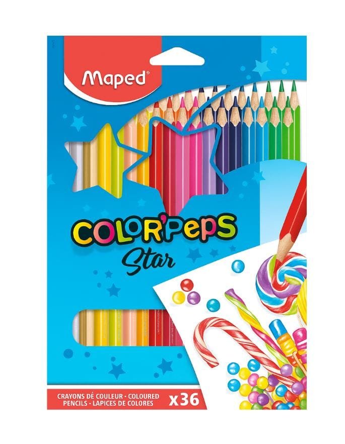 64 CRAYON DE MADERA MAPED 36 LARGO TRIANGULAR. - Imagen 1